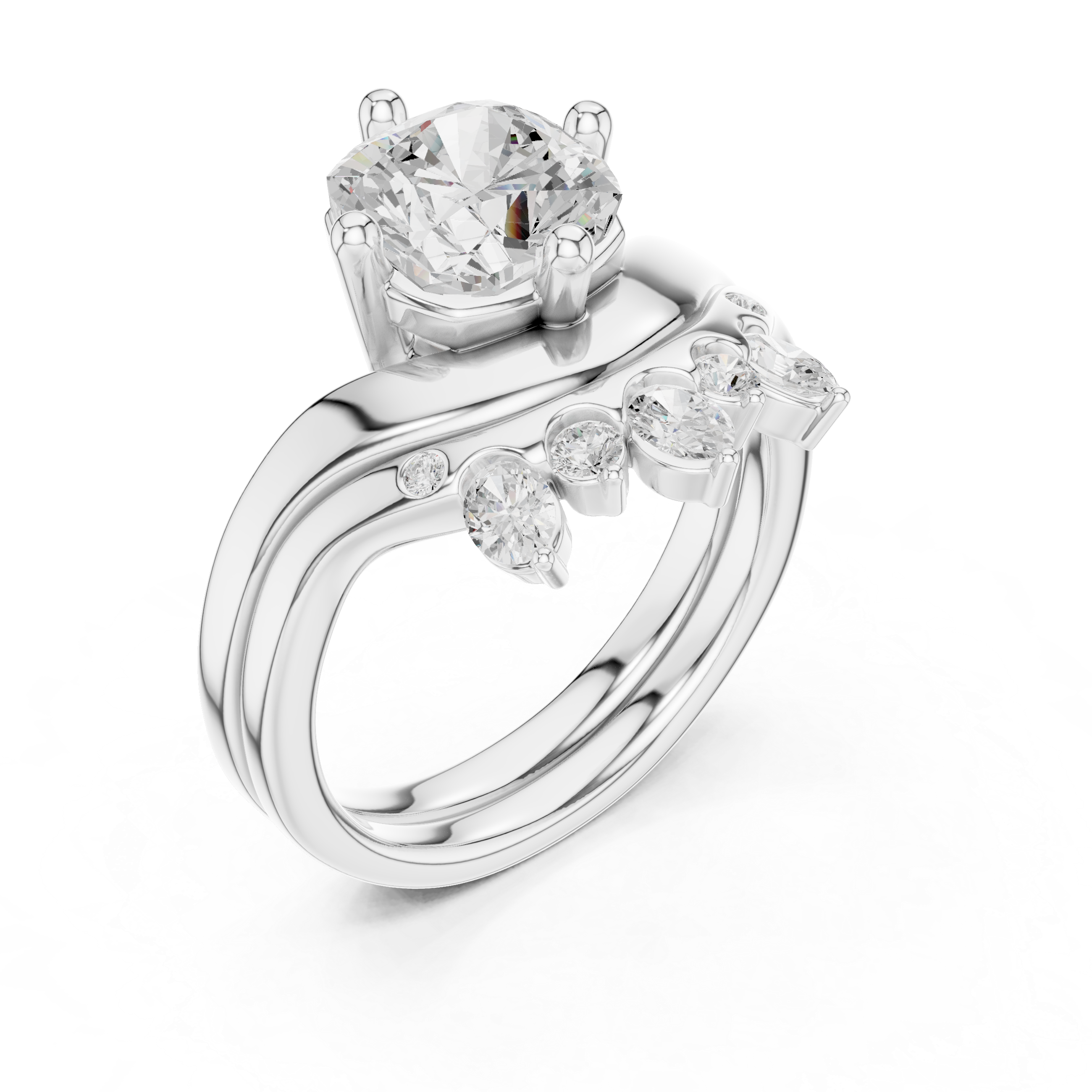2.83 CT Cushion Cut Crown Cluster Diamond Engagement Ring