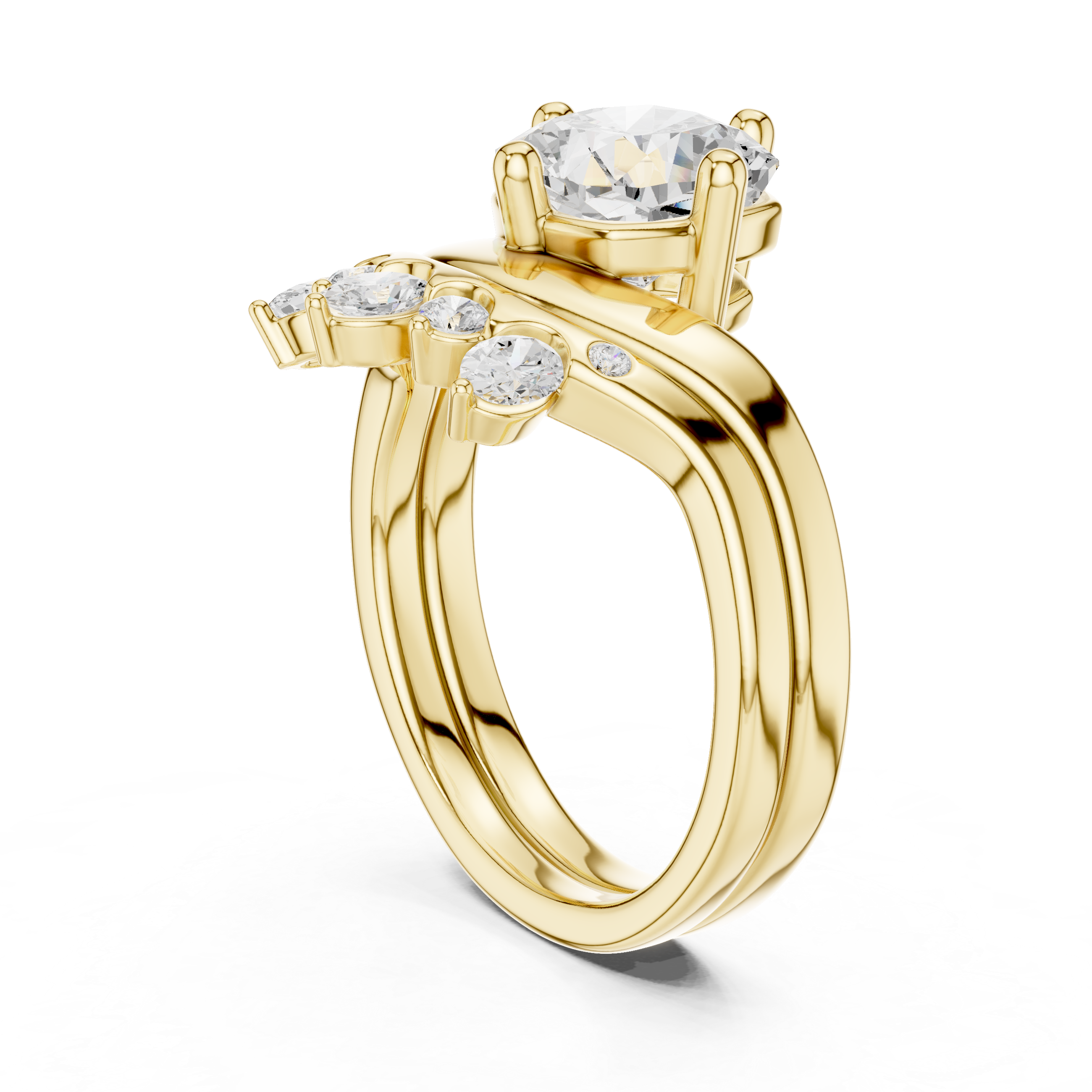 2.83 CT Cushion Cut Crown Cluster Diamond Engagement Ring