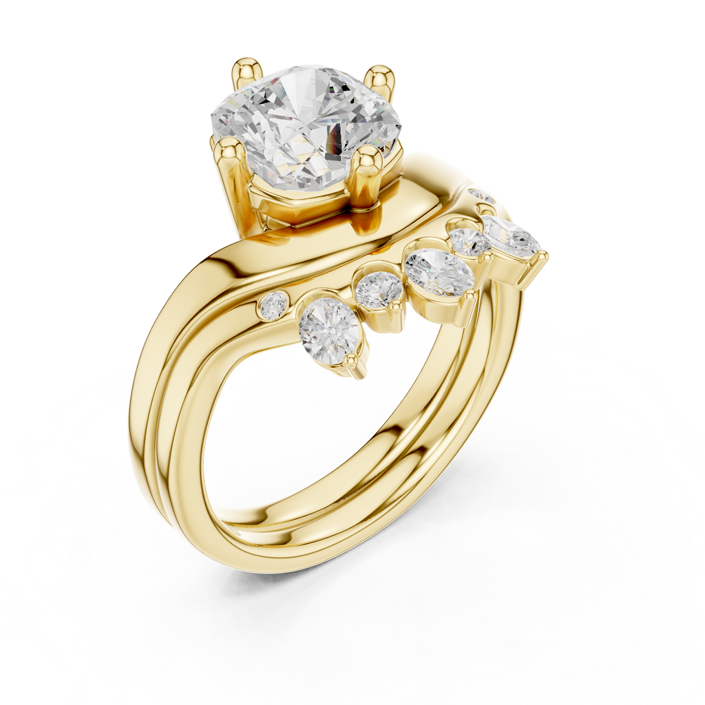 2.83 CT Cushion Cut Crown Cluster Diamond Engagement Ring