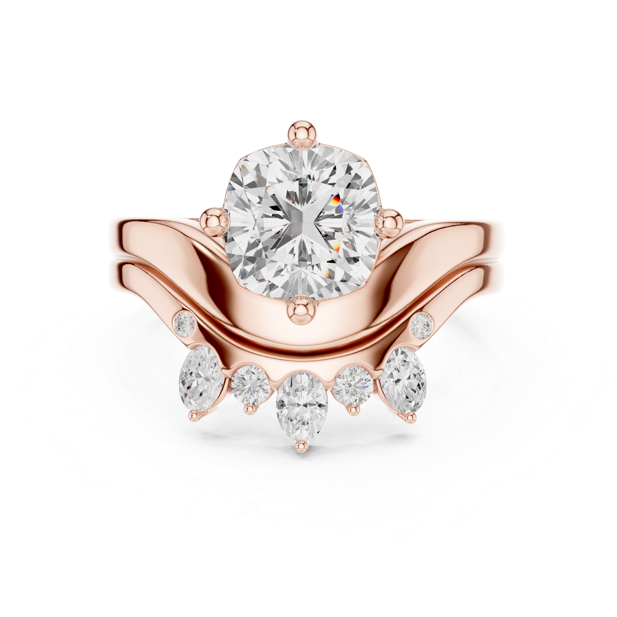 2.83 CT Cushion Cut Crown Cluster Diamond Engagement Ring