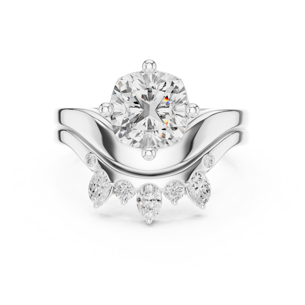 2.83 CT Cushion Cut Crown Cluster Diamond Engagement Ring