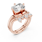 2.83 CT Emerald Cut Crown Cluster Diamond Engagement Ring