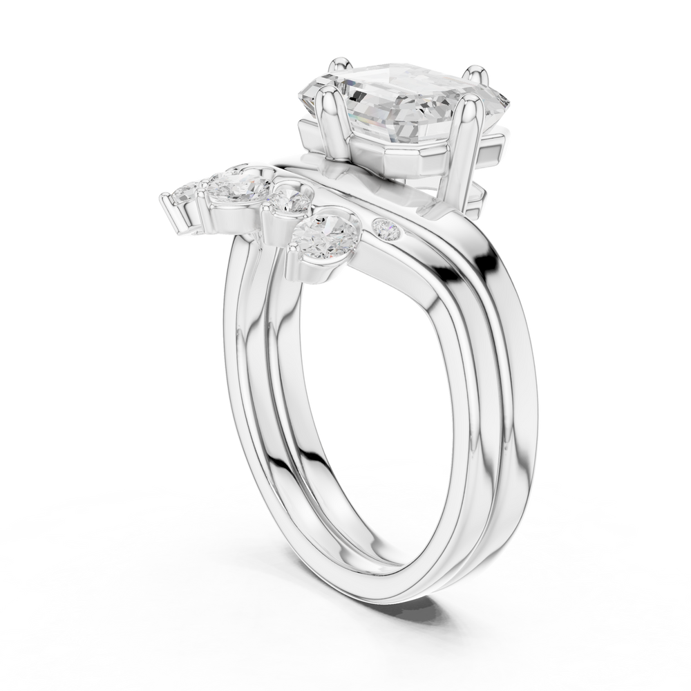2.83 CT Emerald Cut Crown Cluster Diamond Engagement Ring