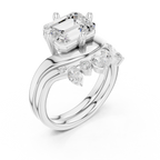 2.83 CT Emerald Cut Crown Cluster Diamond Engagement Ring