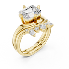 2.83 CT Emerald Cut Crown Cluster Diamond Engagement Ring