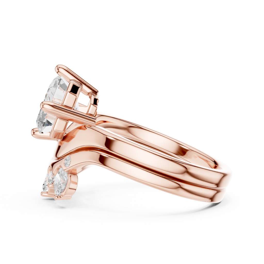 2.83 CT Emerald Cut Crown Cluster Diamond Engagement Ring
