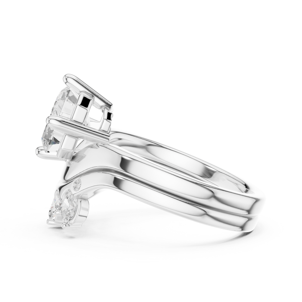 2.83 CT Emerald Cut Crown Cluster Diamond Engagement Ring