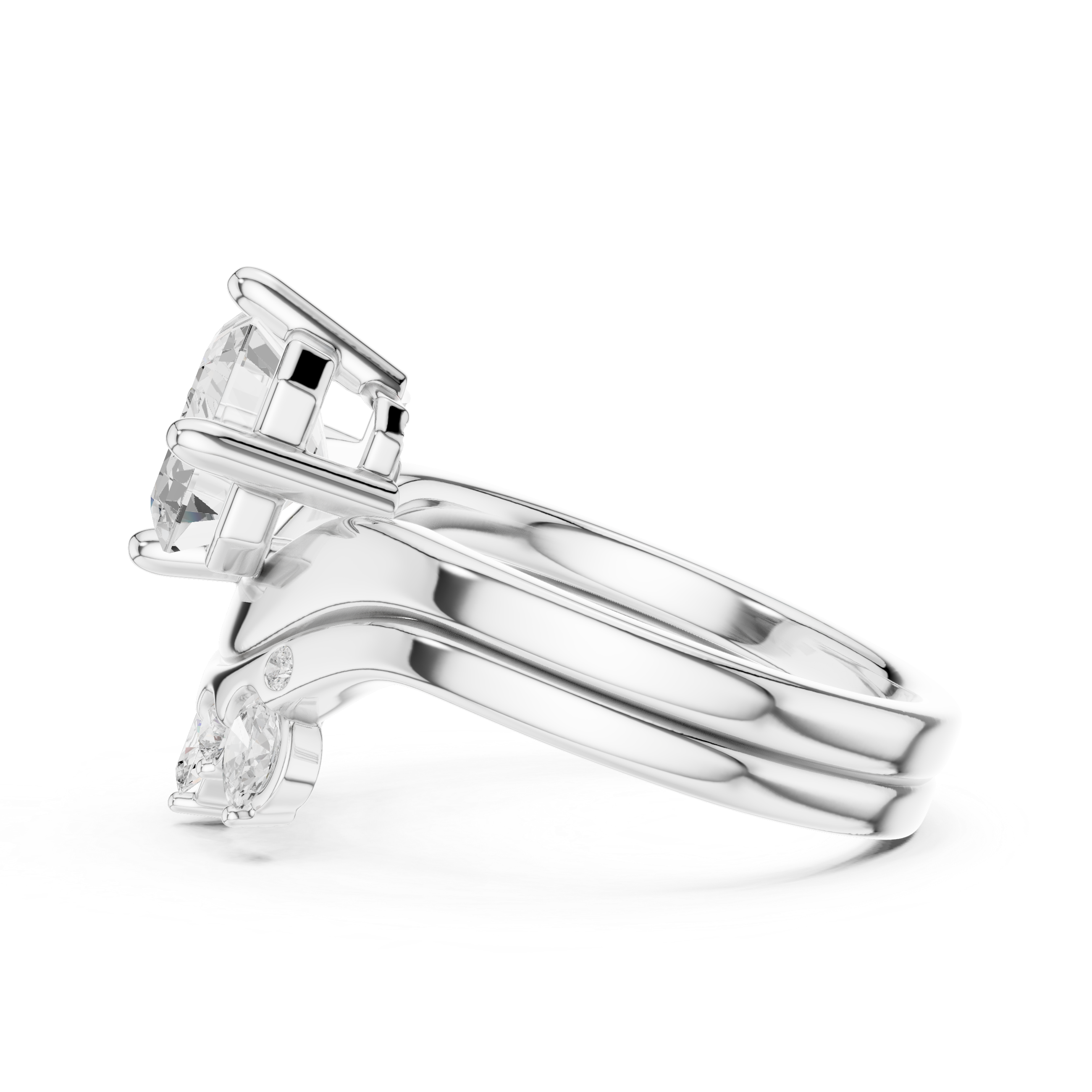 2.83 CT Emerald Cut Crown Cluster Diamond Engagement Ring