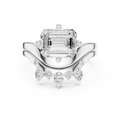 2.83 CT Emerald Cut Crown Cluster Diamond Engagement Ring