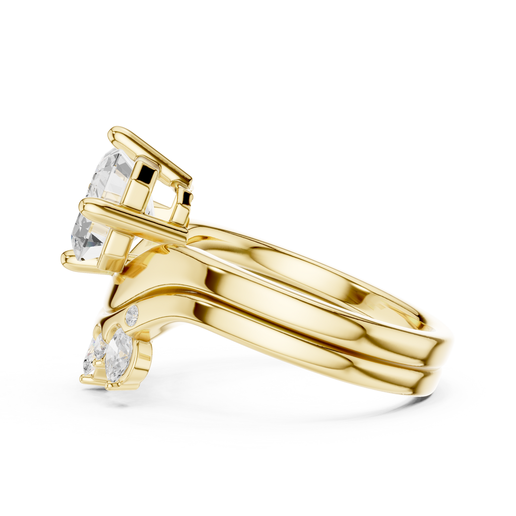 2.83 CT Emerald Cut Crown Cluster Diamond Engagement Ring