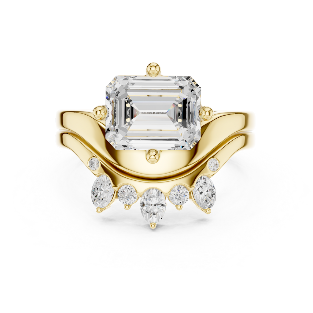 2.83 CT Emerald Cut Crown Cluster Diamond Engagement Ring