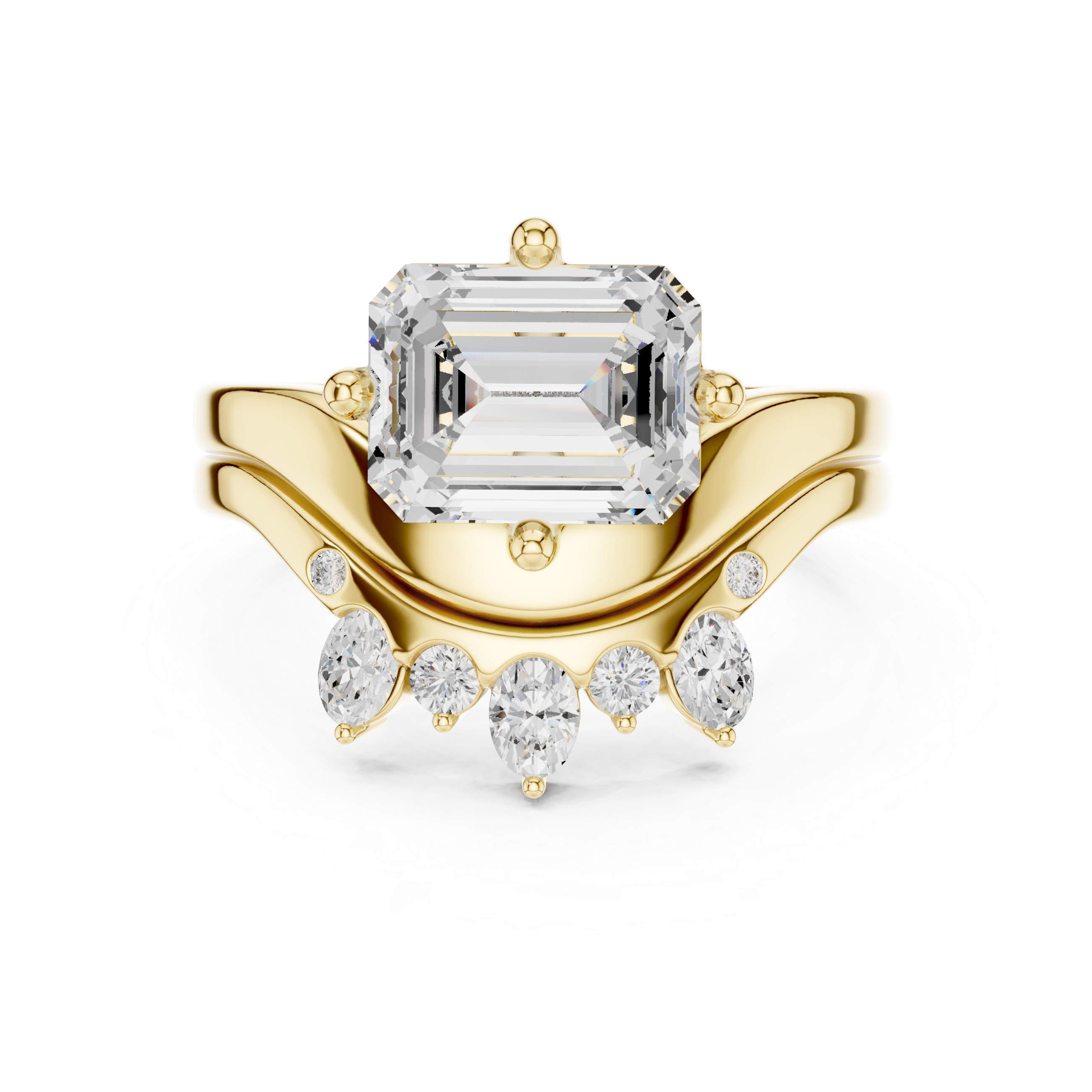 2.83 CT Emerald Cut Crown Cluster Diamond Engagement Ring