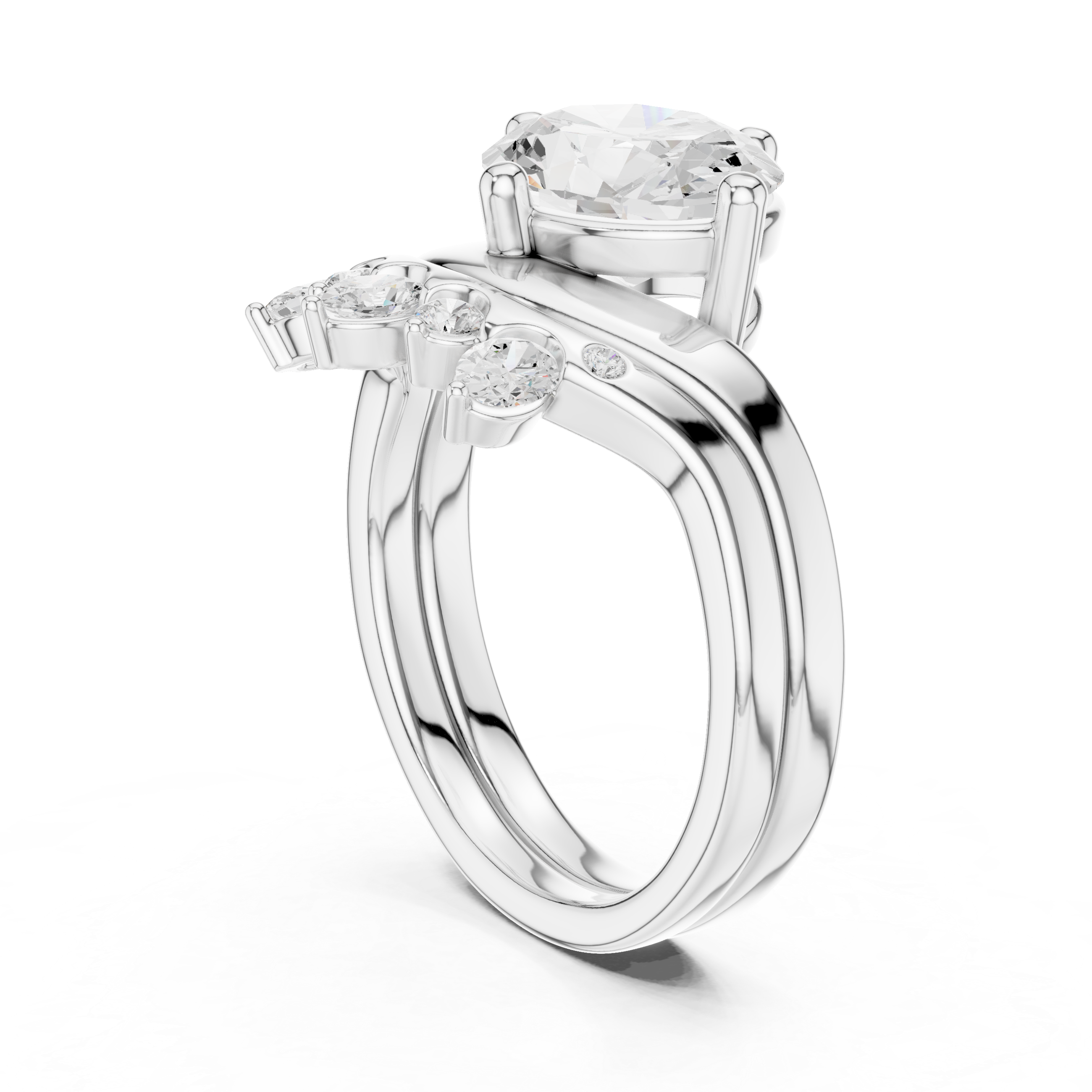 2.83 CT Oval Cut Crown Cluster Diamond Engagement Ring