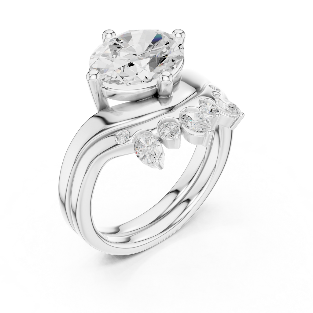 2.83 CT Oval Cut Crown Cluster Diamond Engagement Ring