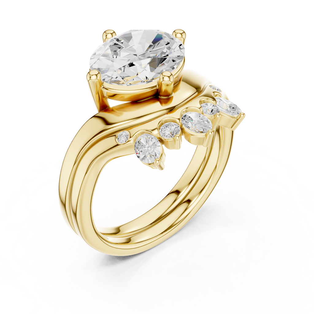 2.83 CT Oval Cut Crown Cluster Diamond Engagement Ring