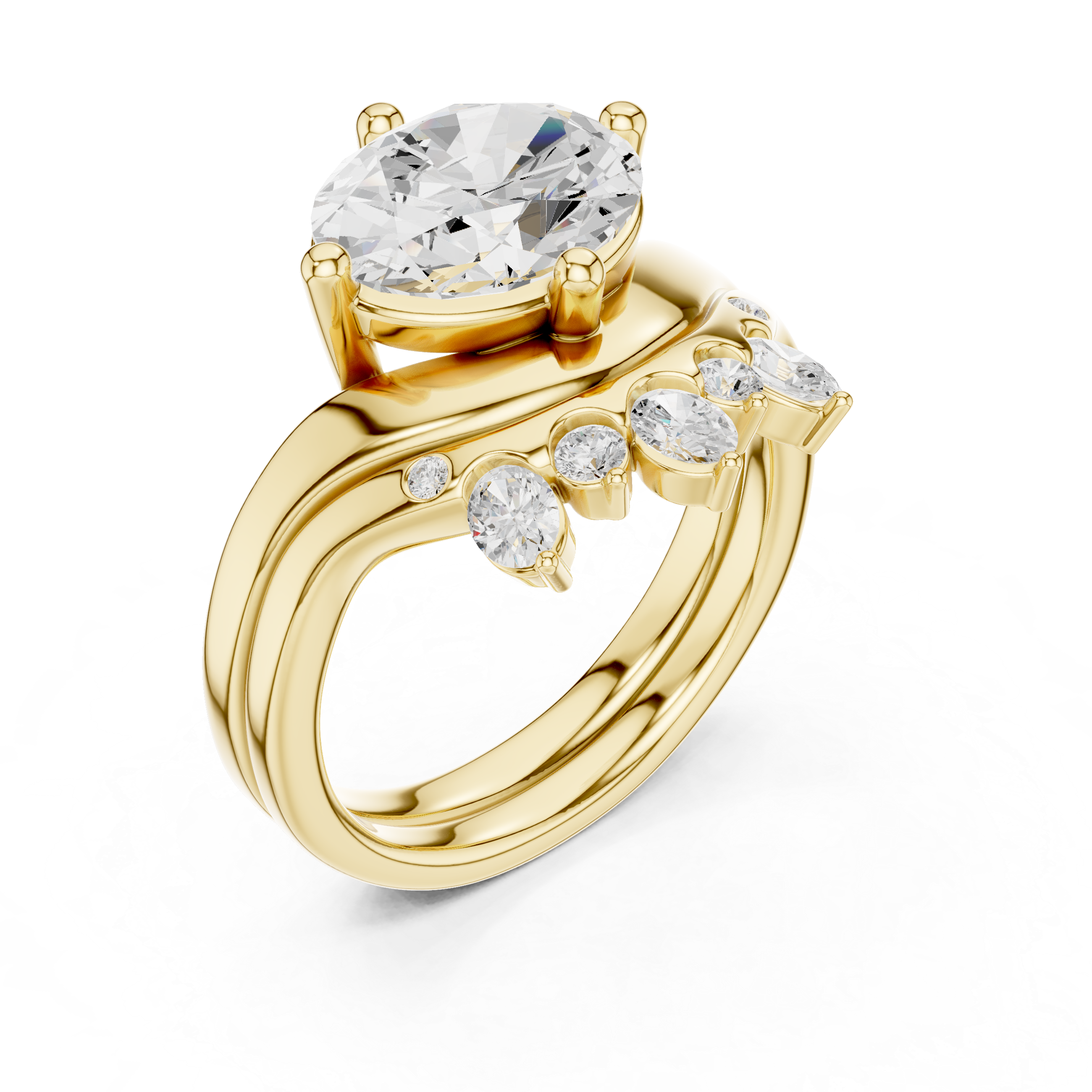 2.83 CT Oval Cut Crown Cluster Diamond Engagement Ring