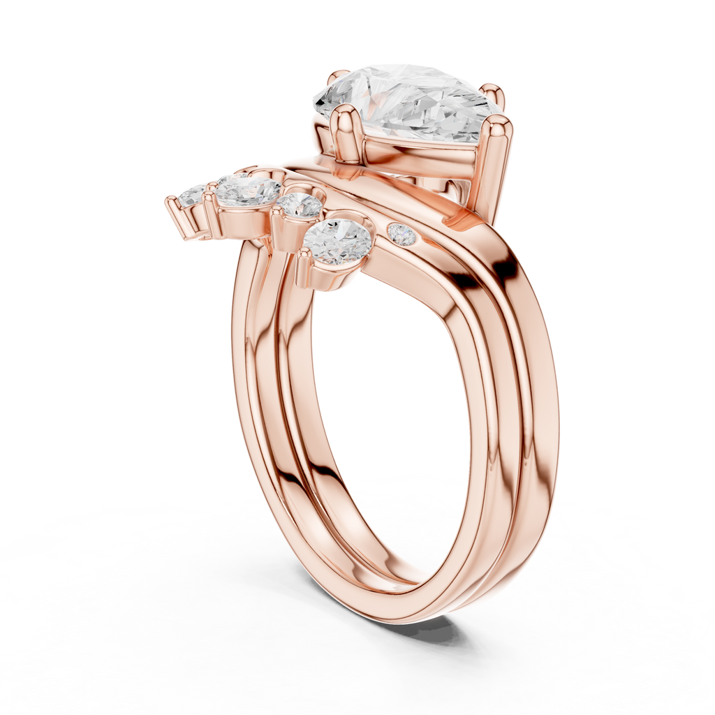 2.83 CT Pear Cut Crown Cluster Diamond Engagement Ring