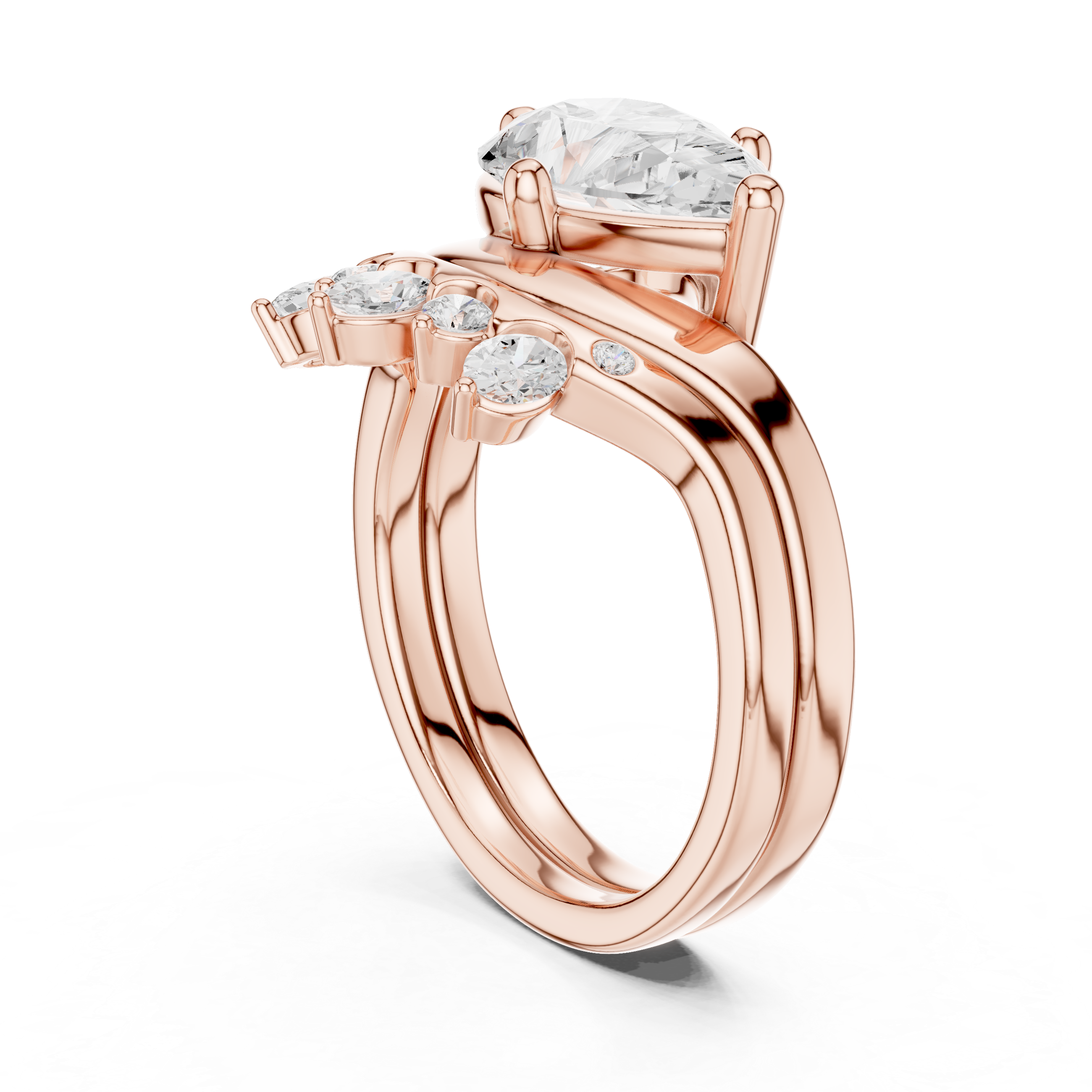 2.83 CT Pear Cut Crown Cluster Diamond Engagement Ring