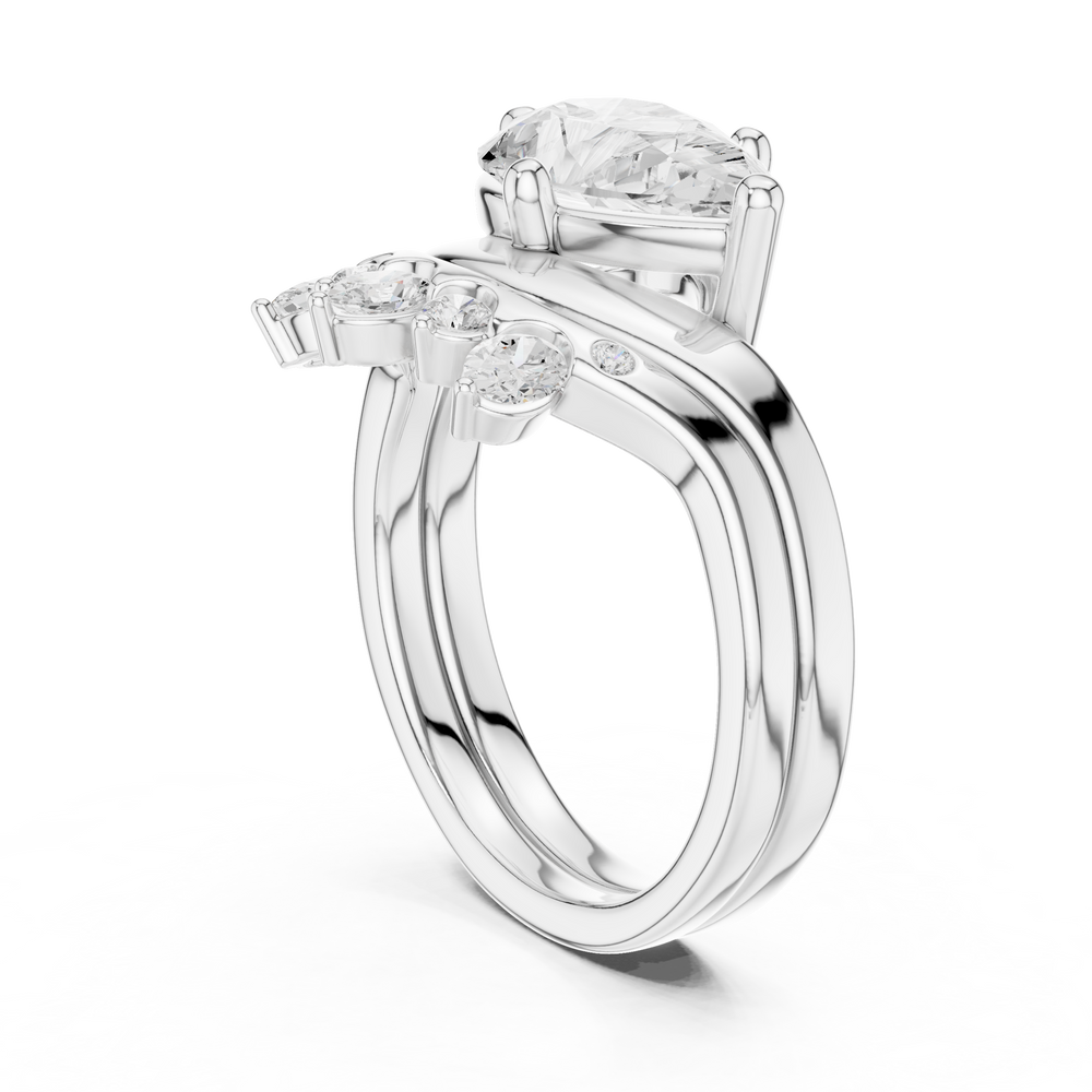 2.83 CT Pear Cut Crown Cluster Diamond Engagement Ring