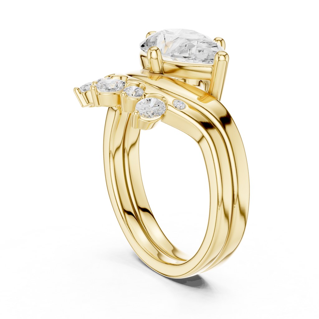2.83 CT Pear Cut Crown Cluster Diamond Engagement Ring