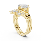 2.83 CT Pear Cut Crown Cluster Diamond Engagement Ring
