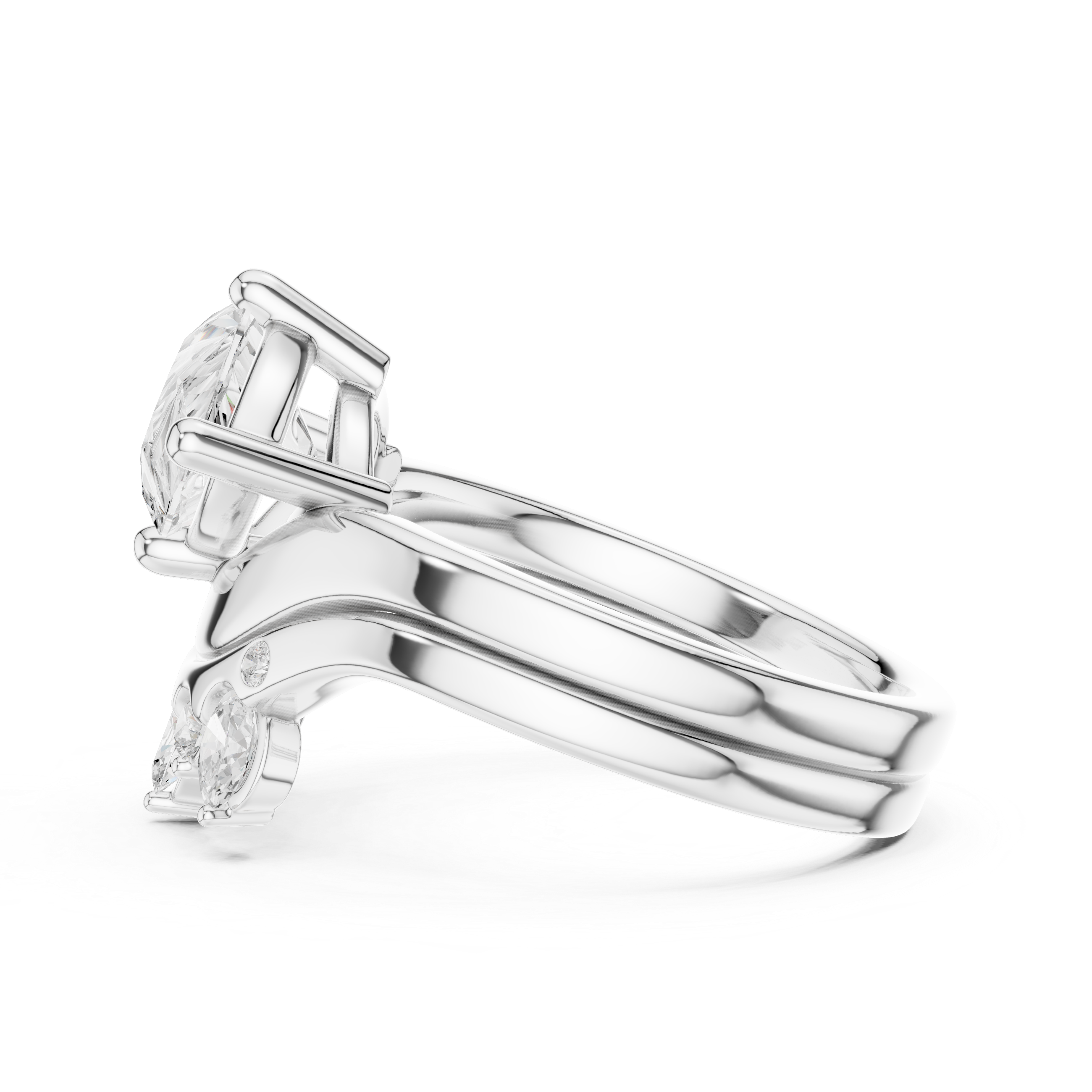 2.83 CT Pear Cut Crown Cluster Diamond Engagement Ring