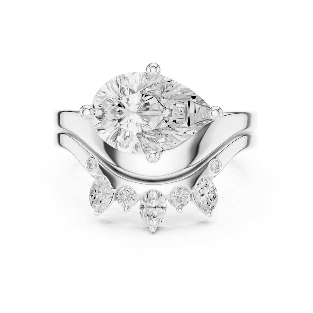 2.83 CT Pear Cut Crown Cluster Diamond Engagement Ring
