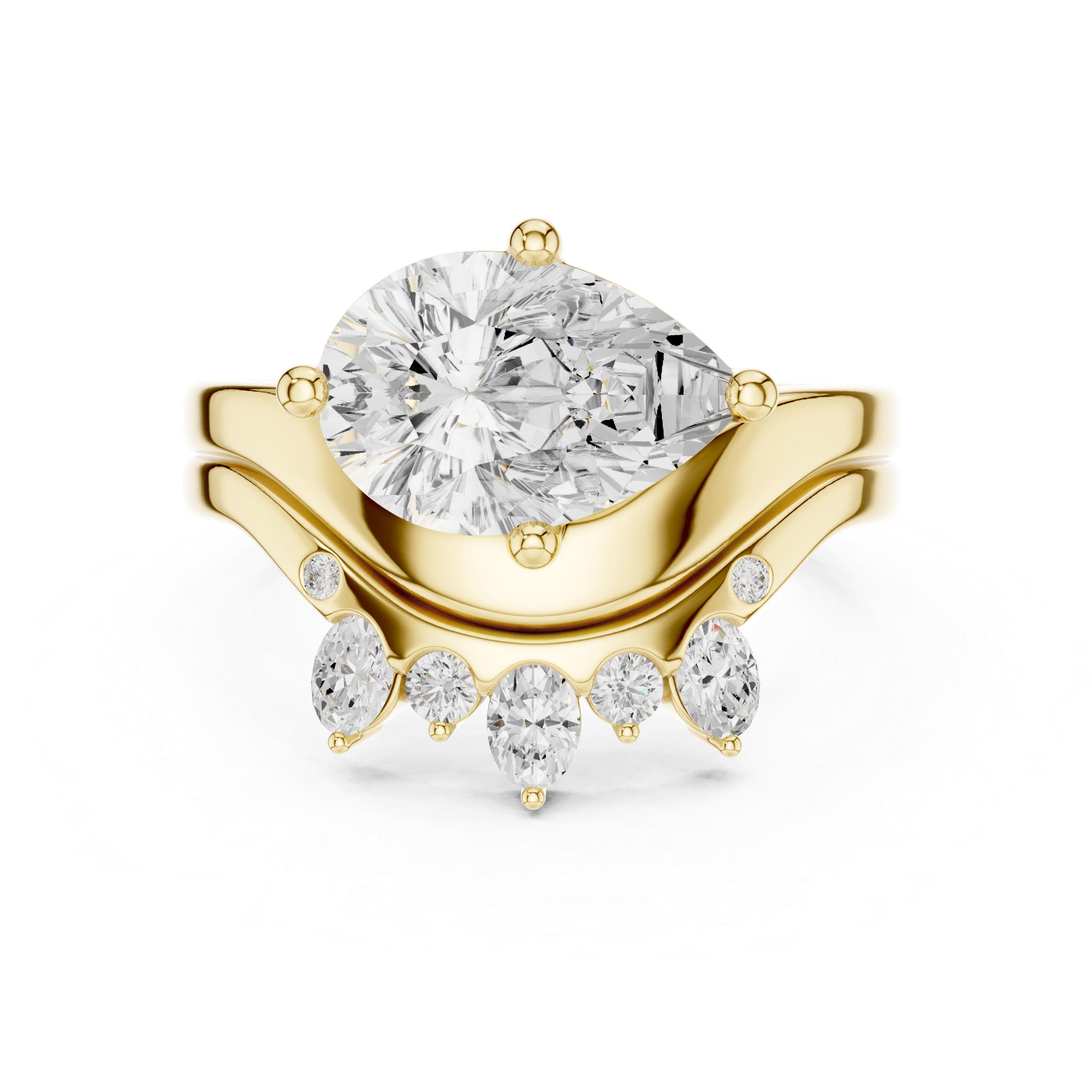 2.83 CT Pear Cut Crown Cluster Diamond Engagement Ring