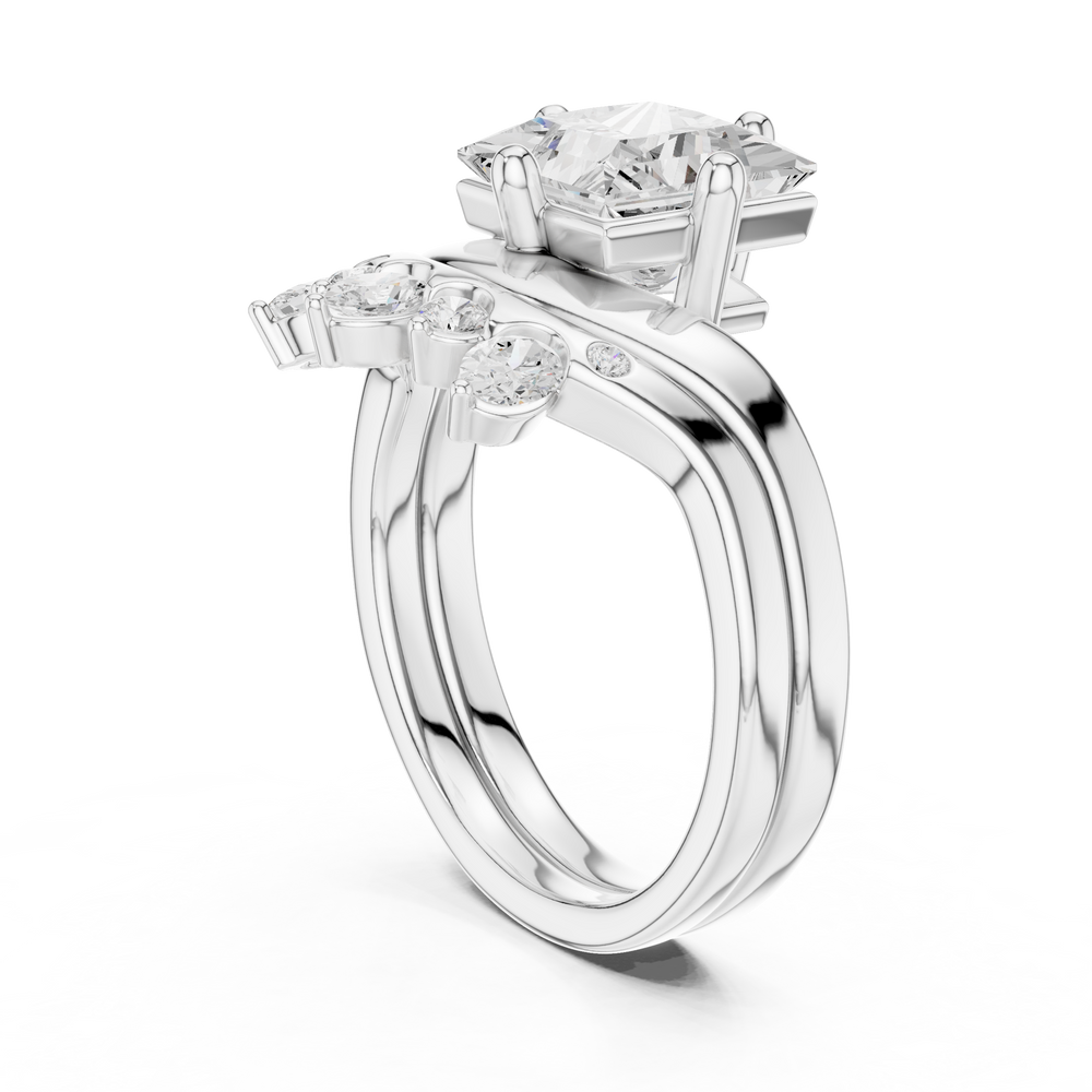 2.83 CT Princess Cut Crown Cluster Diamond Engagement Ring