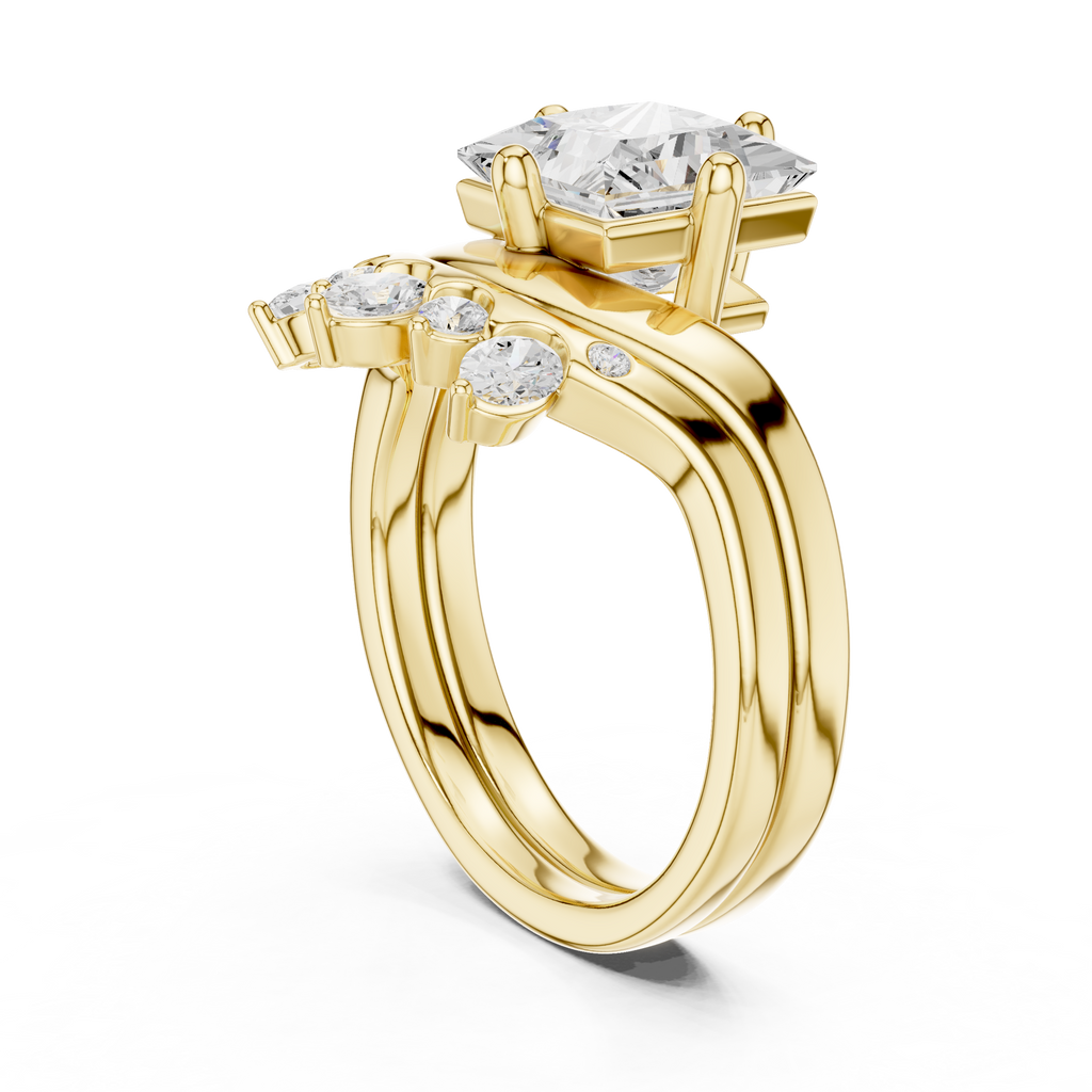 2.83 CT Princess Cut Crown Cluster Diamond Engagement Ring