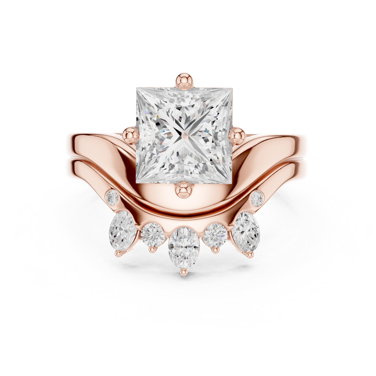 Princess Cut Crown Cluster Diamond Engagement Ring – view 5 of 12, lab grown diamond ring | Jewelix Atelier