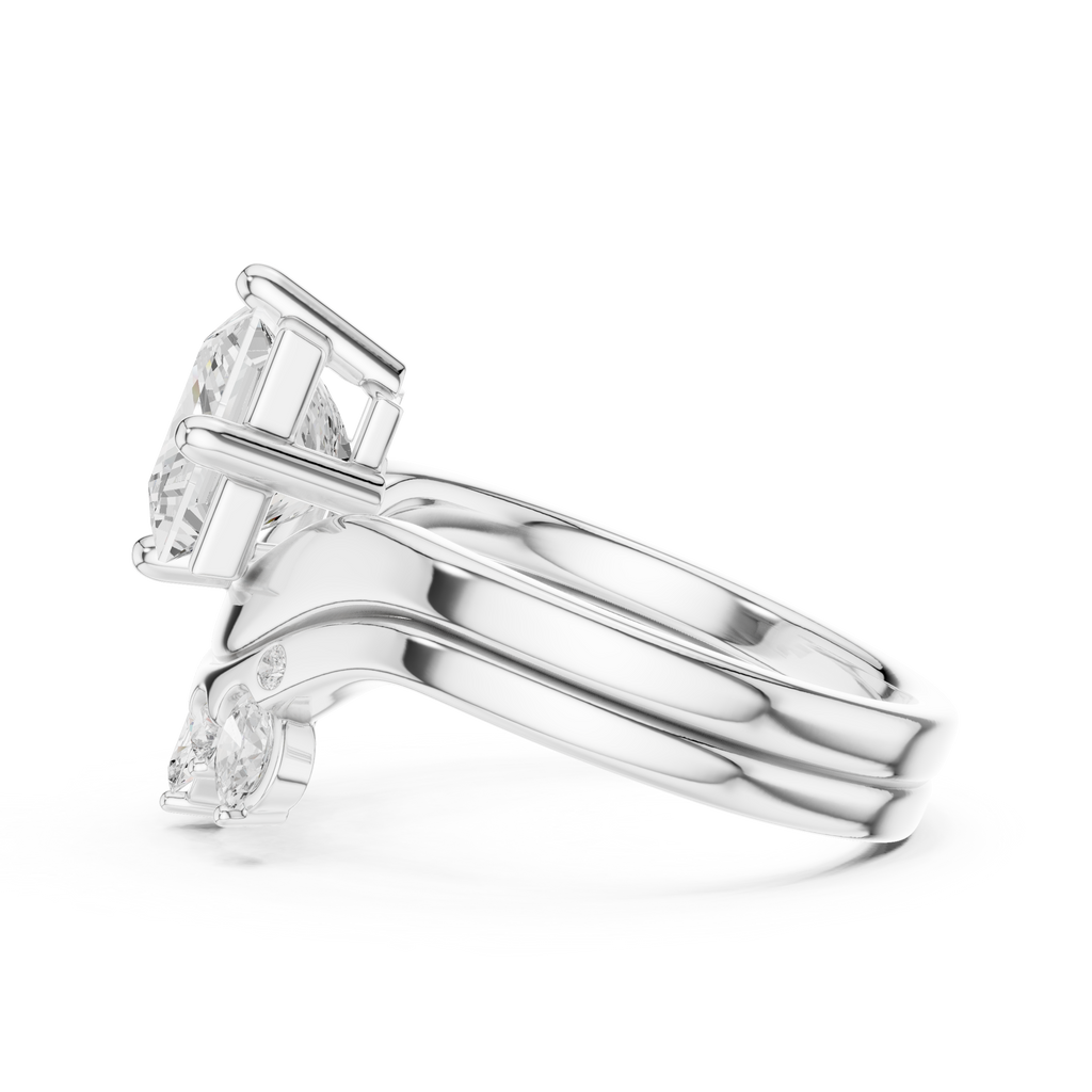 2.83 CT Princess Cut Crown Cluster Diamond Engagement Ring
