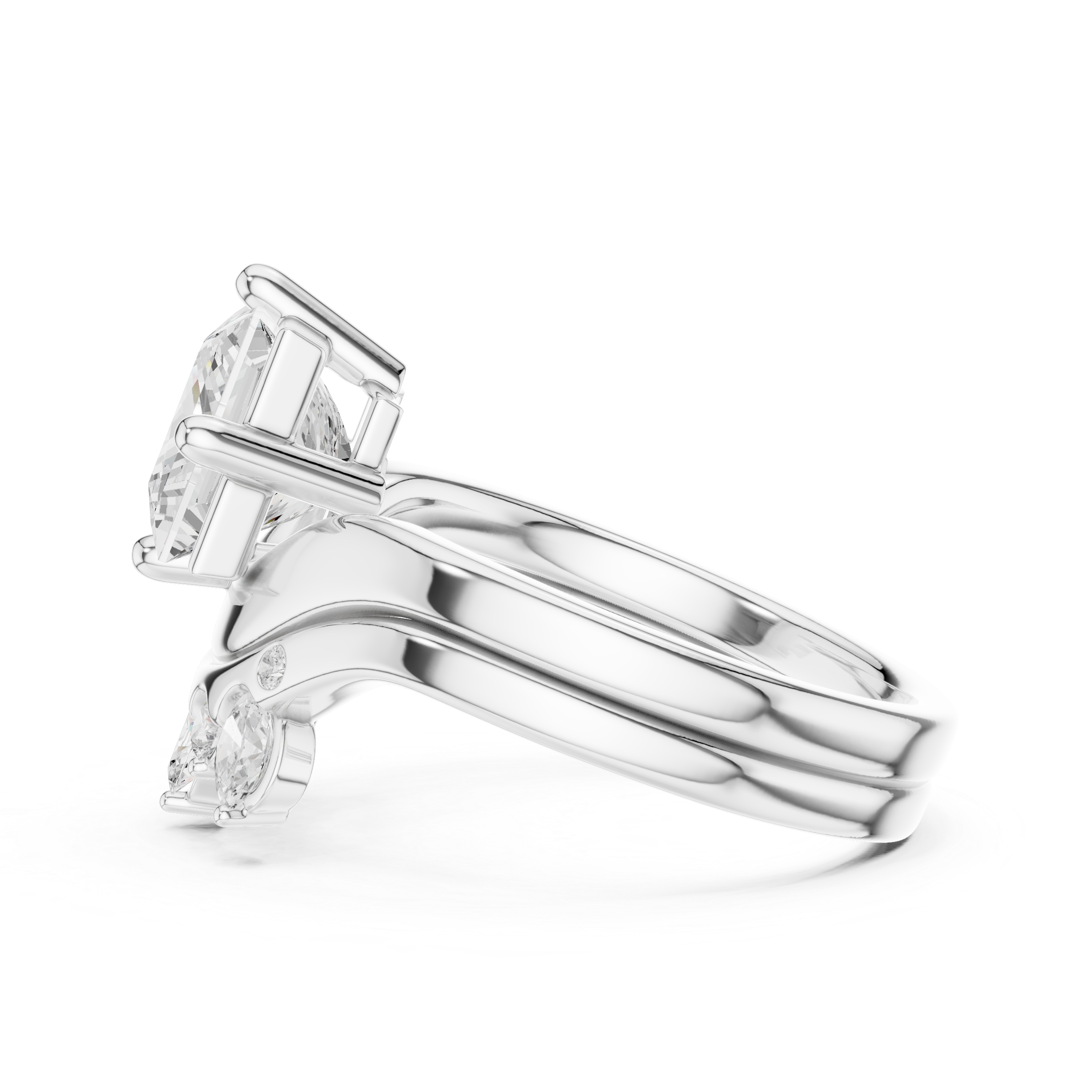 2.83 CT Princess Cut Crown Cluster Diamond Engagement Ring