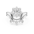 2.83 CT Princess Cut Crown Cluster Diamond Engagement Ring