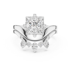 2.83 CT Princess Cut Crown Cluster Diamond Engagement Ring