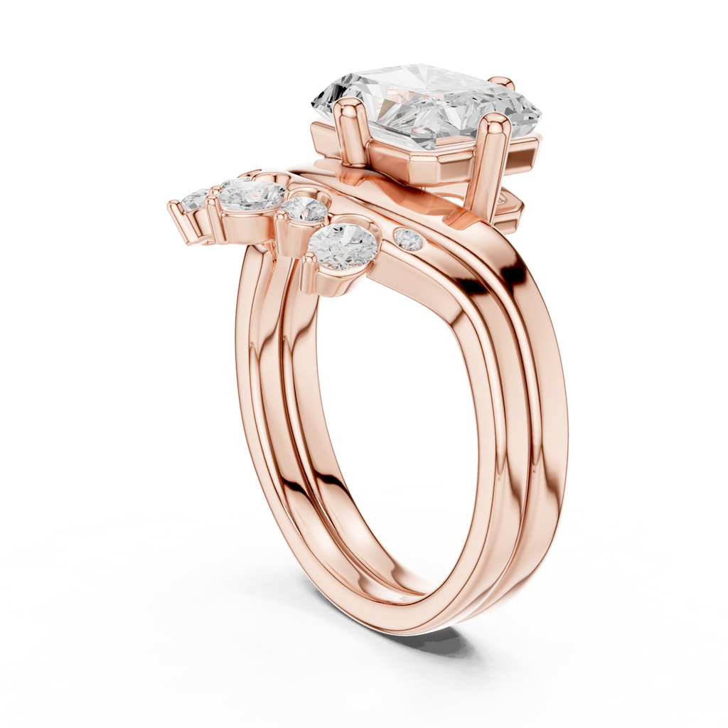 2.83 CT Radiant Cut Crown Cluster Diamond Engagement Ring