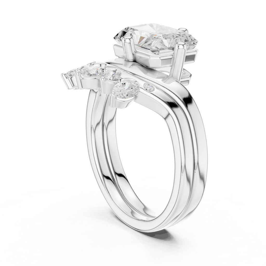 2.83 CT Radiant Cut Crown Cluster Diamond Engagement Ring