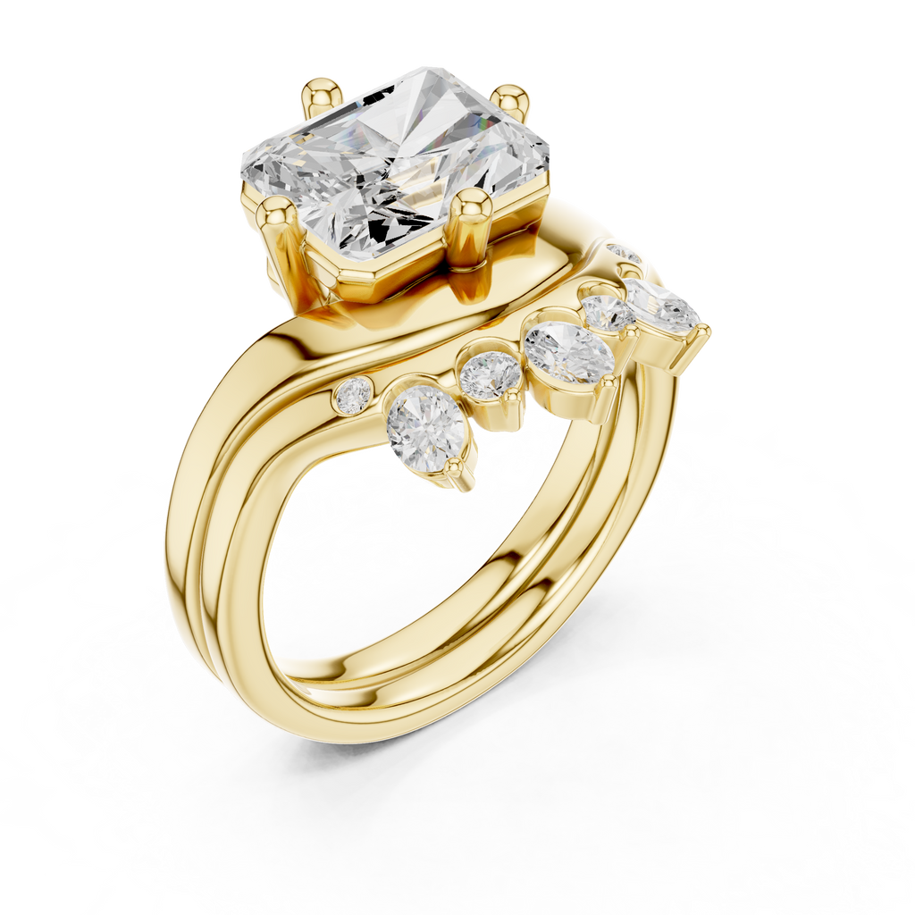 2.83 CT Radiant Cut Crown Cluster Diamond Engagement Ring