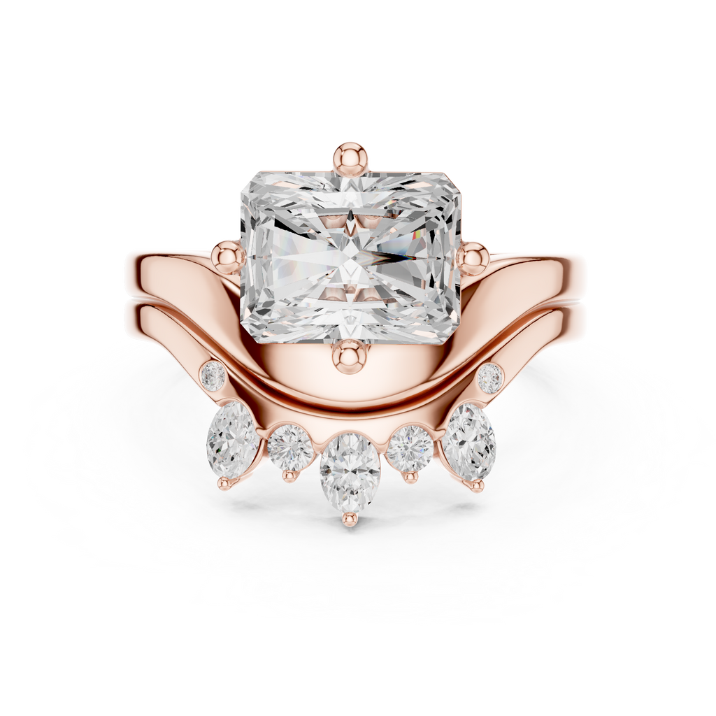 2.83 CT Radiant Cut Crown Cluster Diamond Engagement Ring
