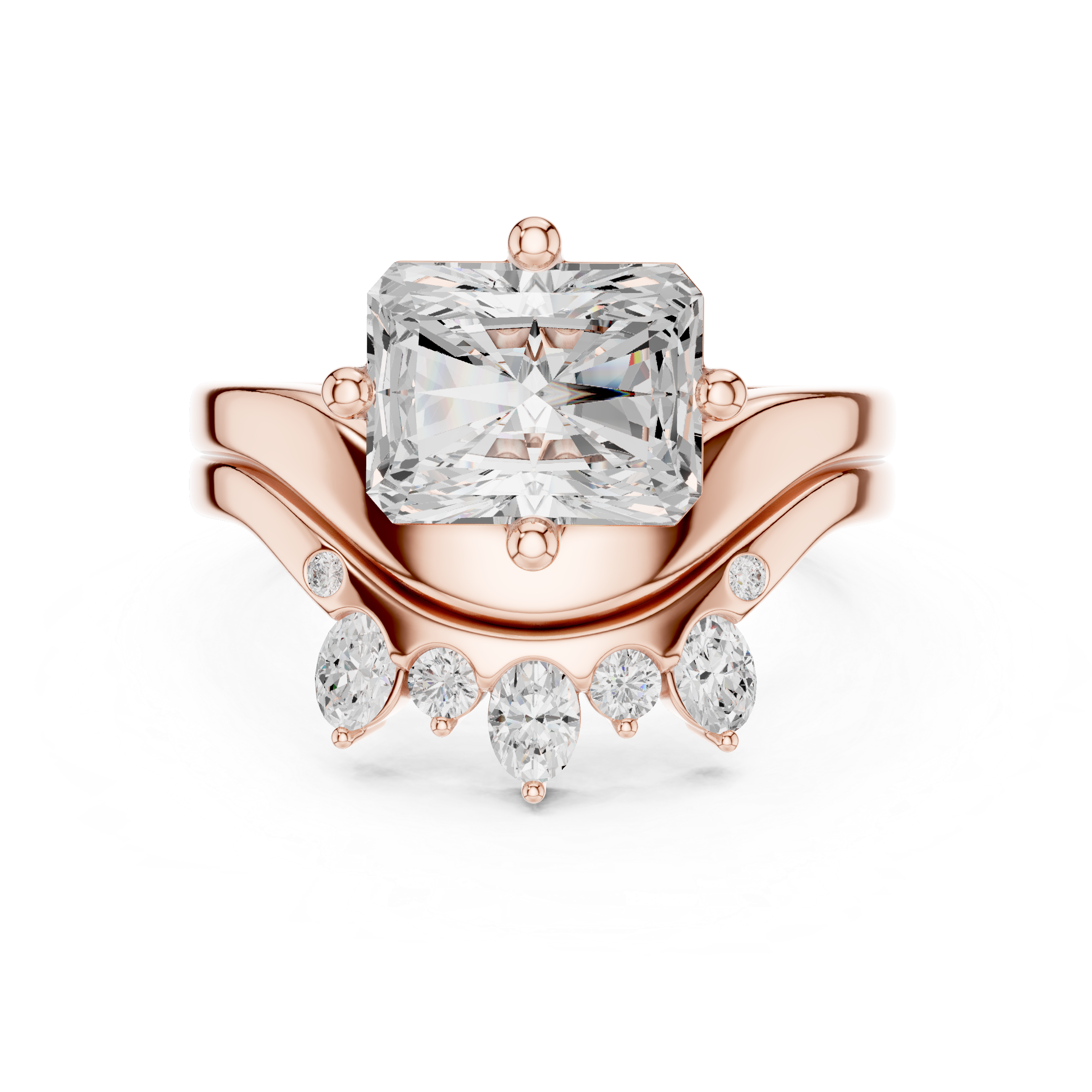 2.83 CT Radiant Cut Crown Cluster Diamond Engagement Ring