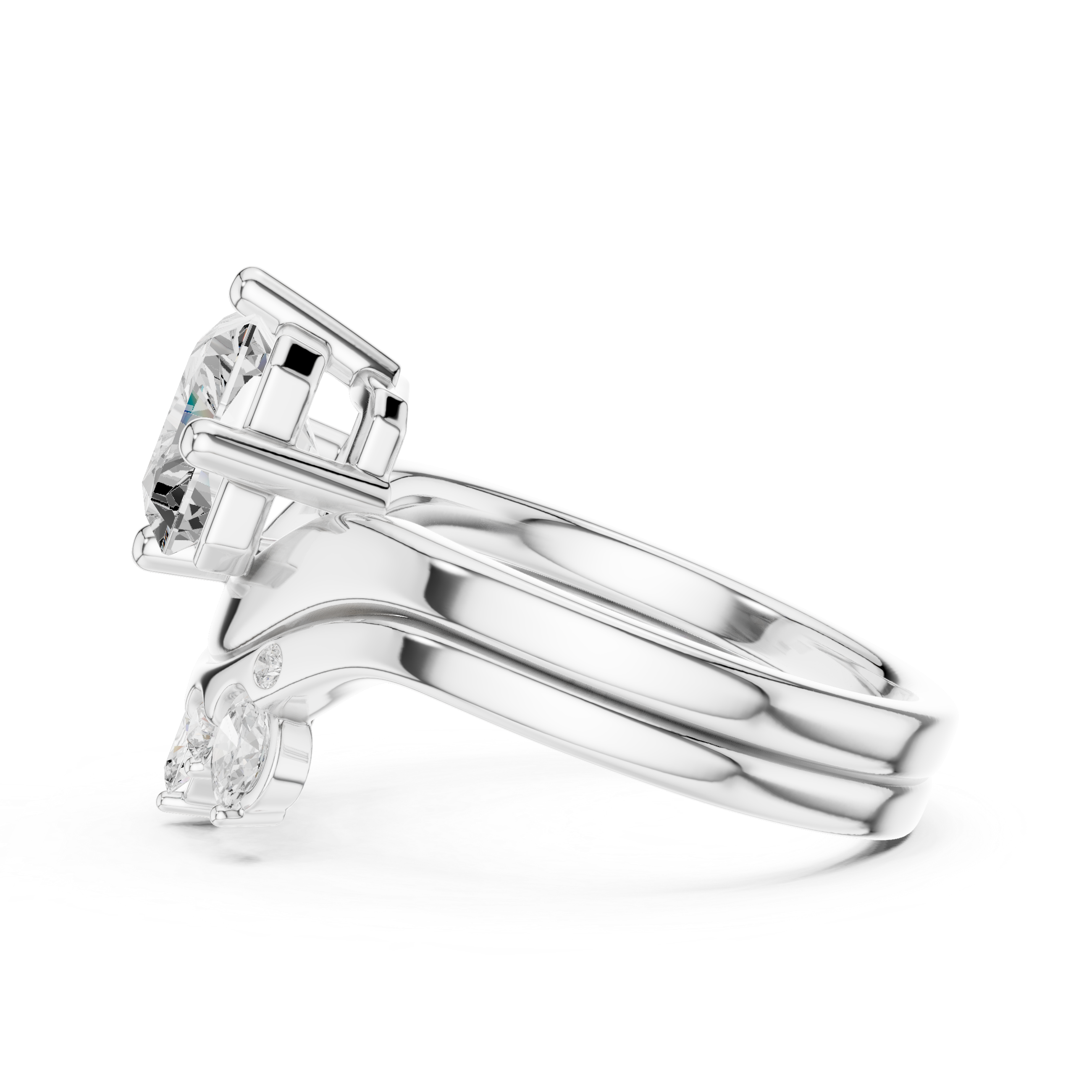 2.83 CT Radiant Cut Crown Cluster Diamond Engagement Ring