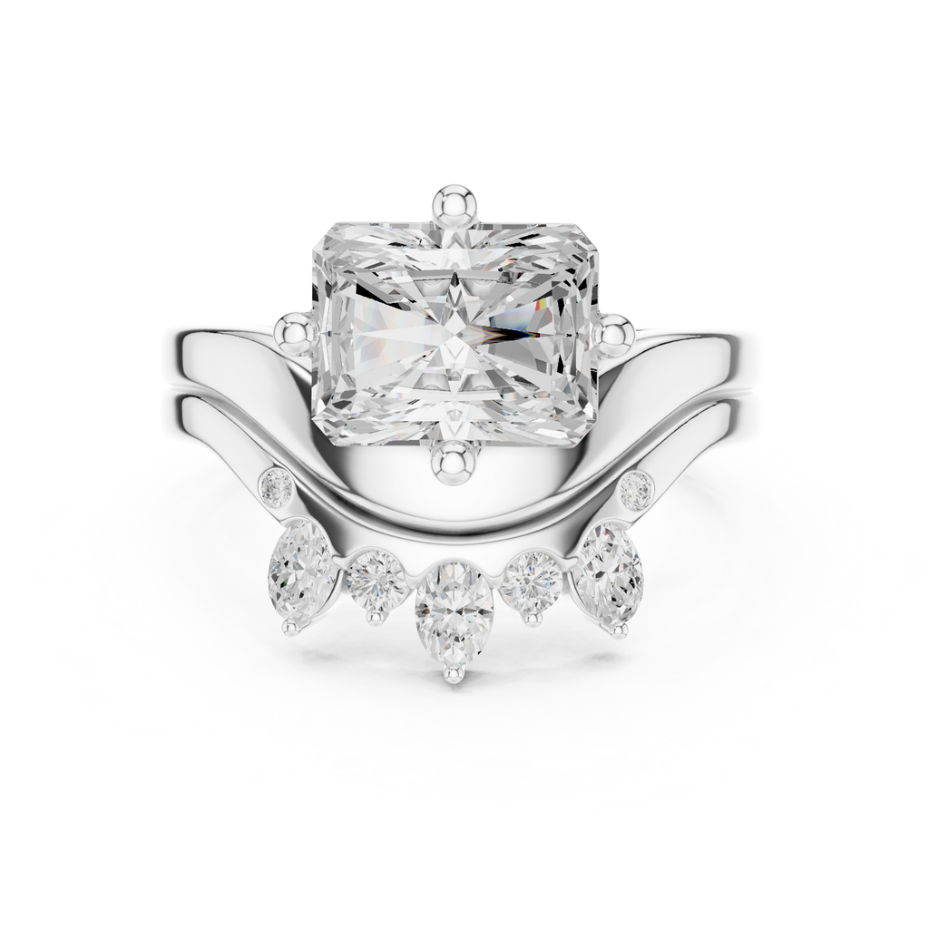 2.83 CT Radiant Cut Crown Cluster Diamond Engagement Ring