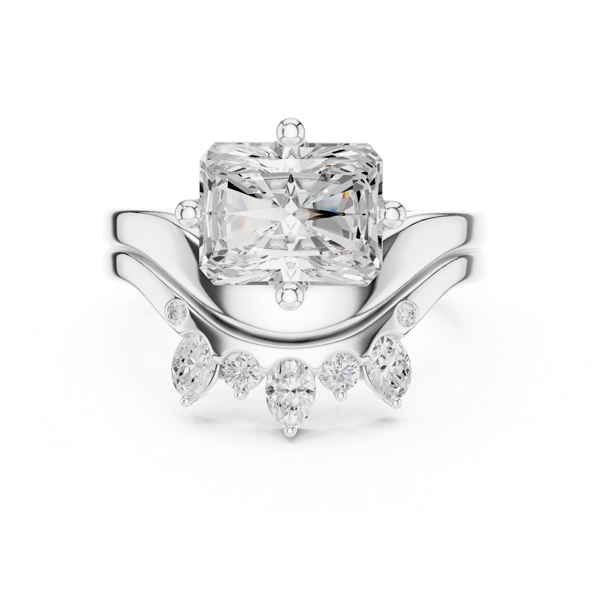 Radiant Cut Crown Cluster Diamond Engagement Ring — Jewelix Atelier