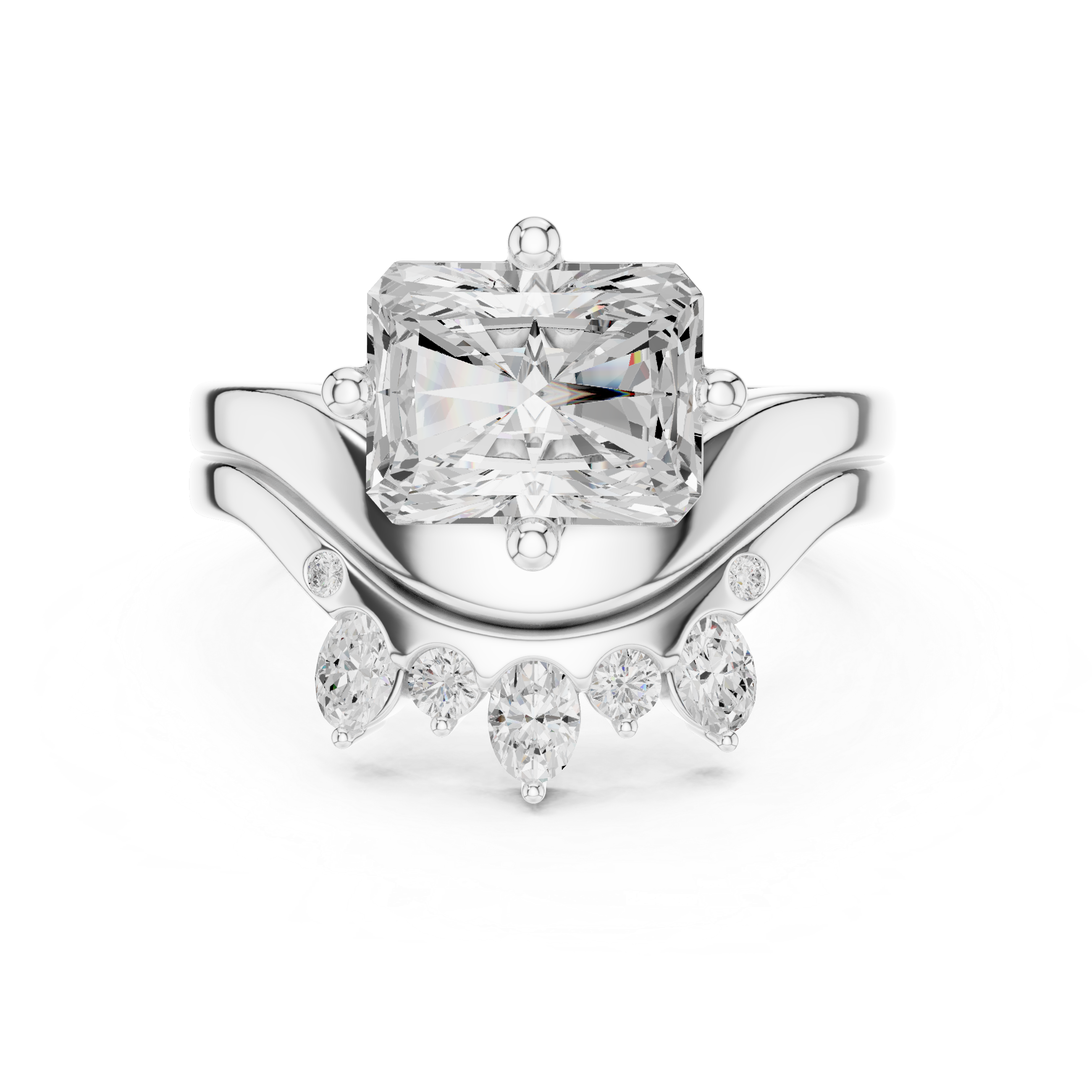 2.83 CT Radiant Cut Crown Cluster Diamond Engagement Ring