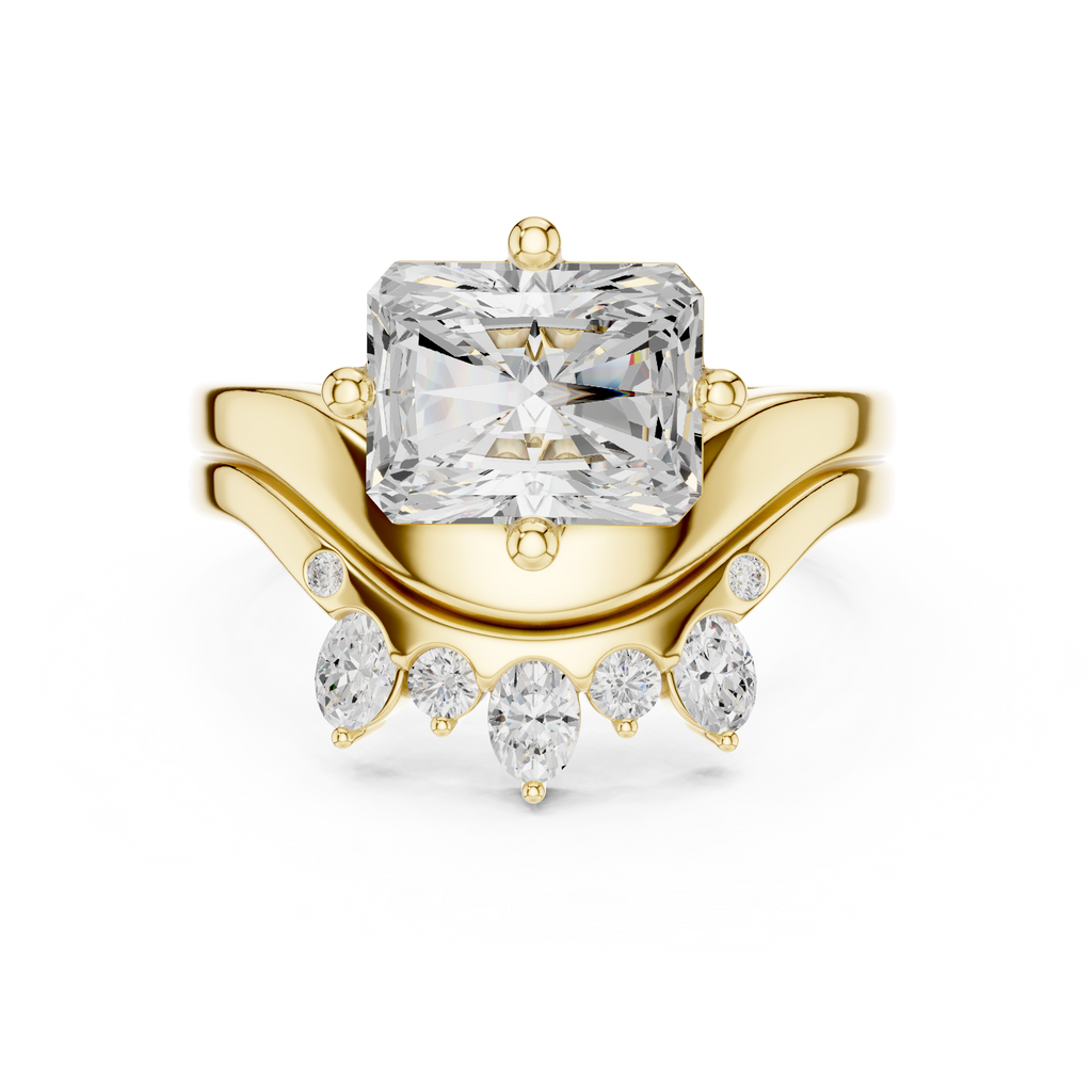 2.83 CT Radiant Cut Crown Cluster Diamond Engagement Ring