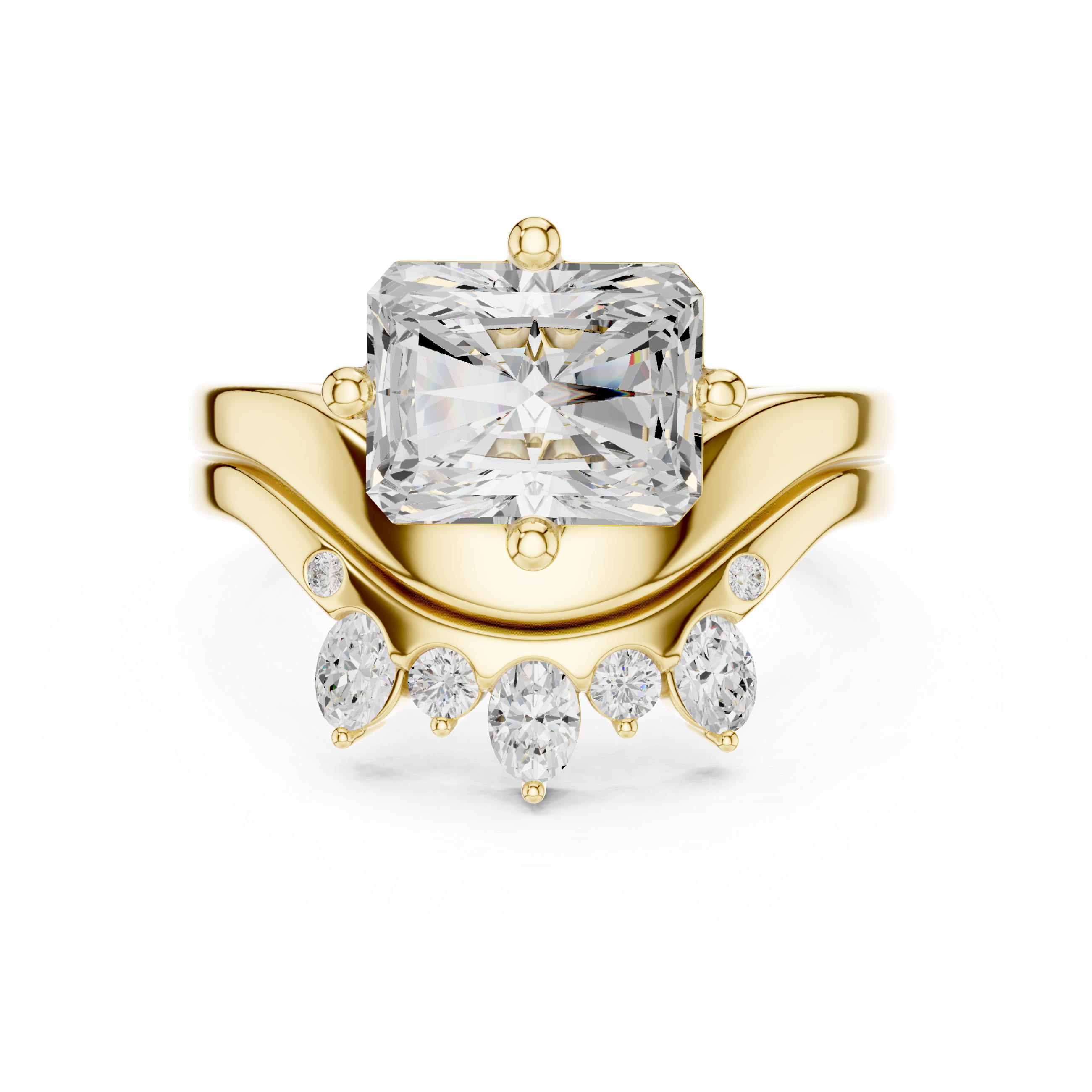 2.83 CT Radiant Cut Crown Cluster Diamond Engagement Ring