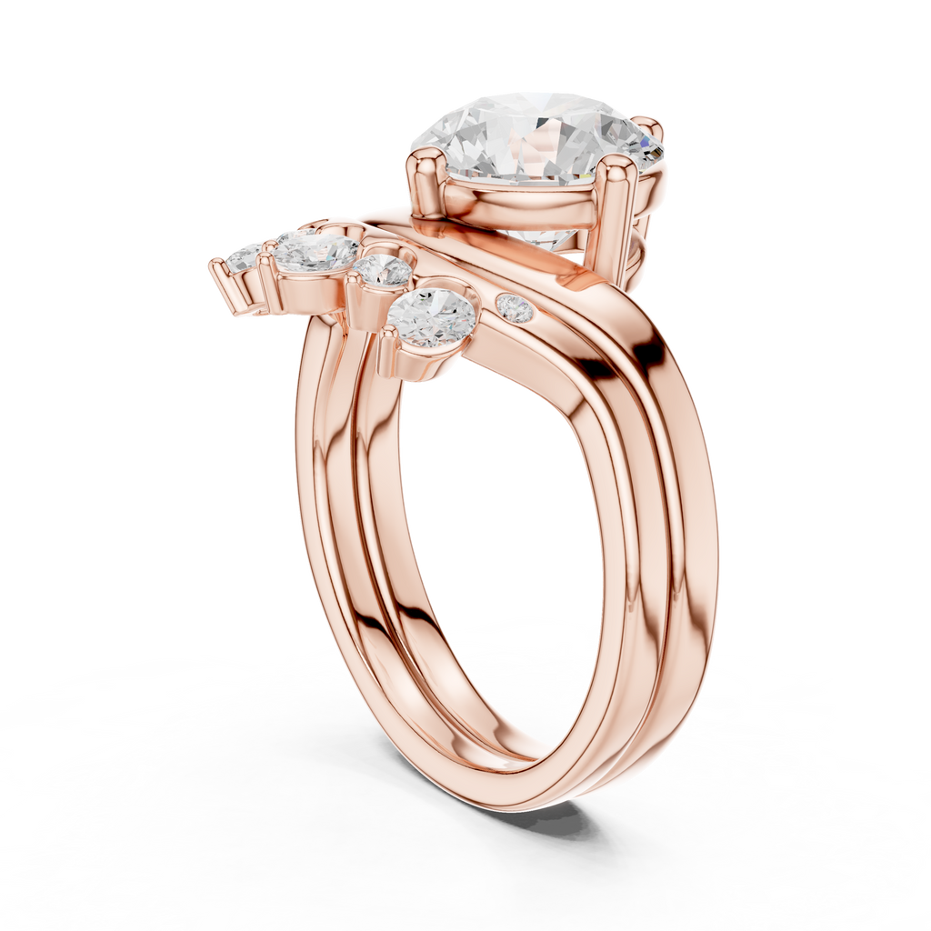 2.83 CT Round Cut Crown Cluster Diamond Engagement Ring