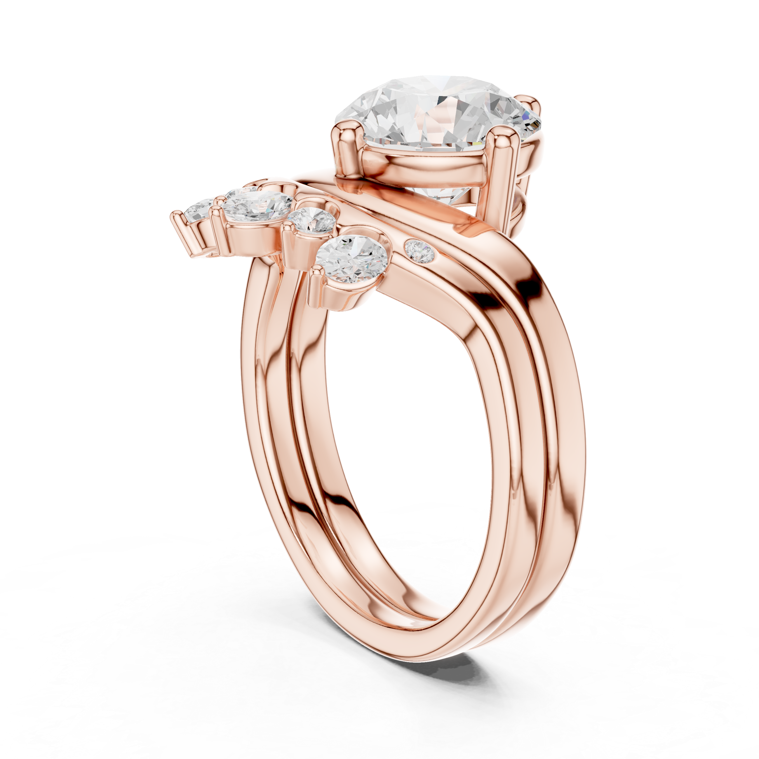 2.83 CT Round Cut Crown Cluster Diamond Engagement Ring