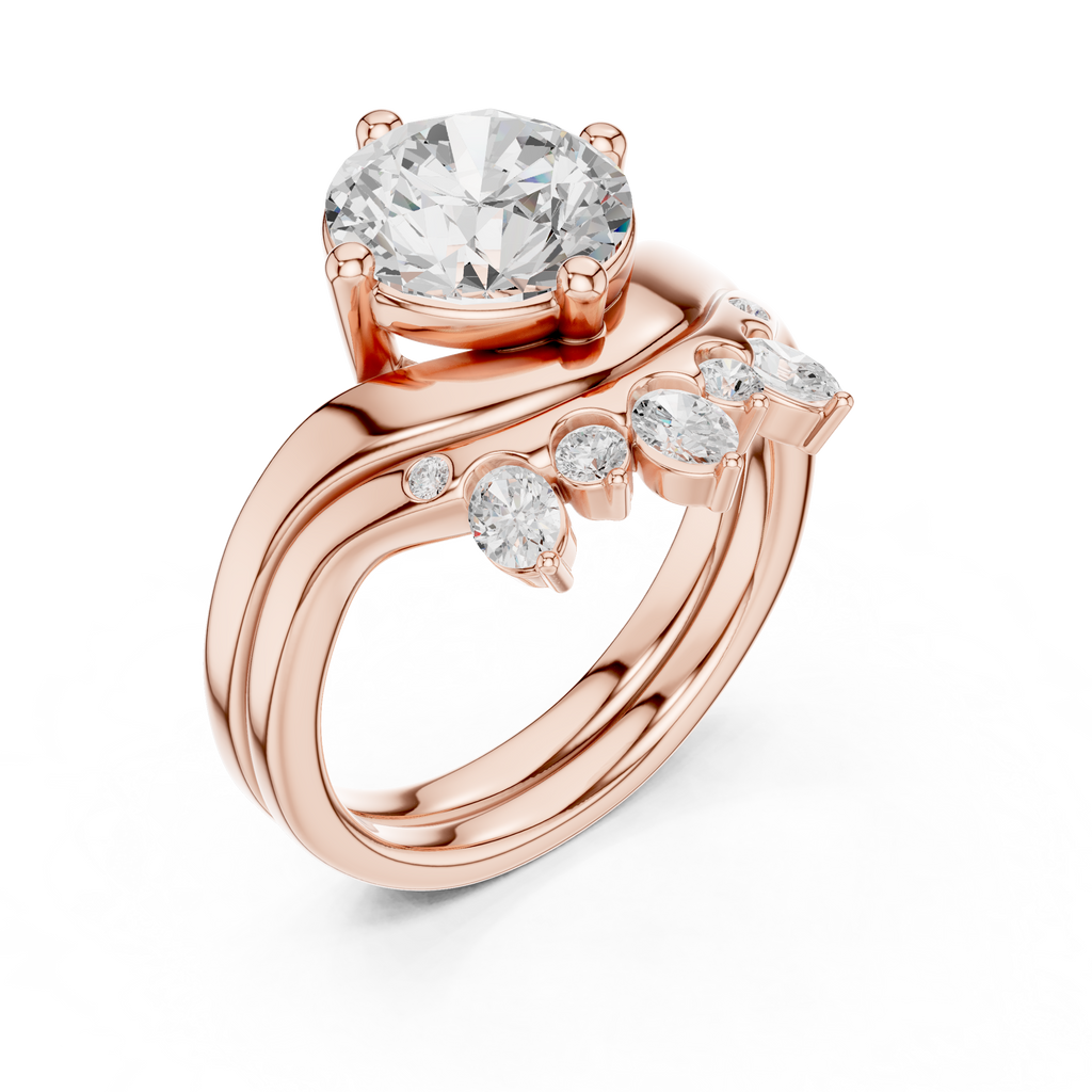 2.83 CT Round Cut Crown Cluster Diamond Engagement Ring