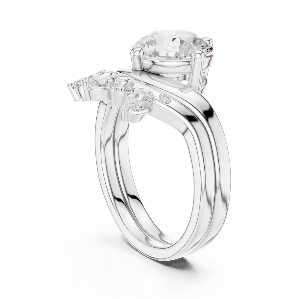 2.83 CT Round Cut Crown Cluster Diamond Engagement Ring
